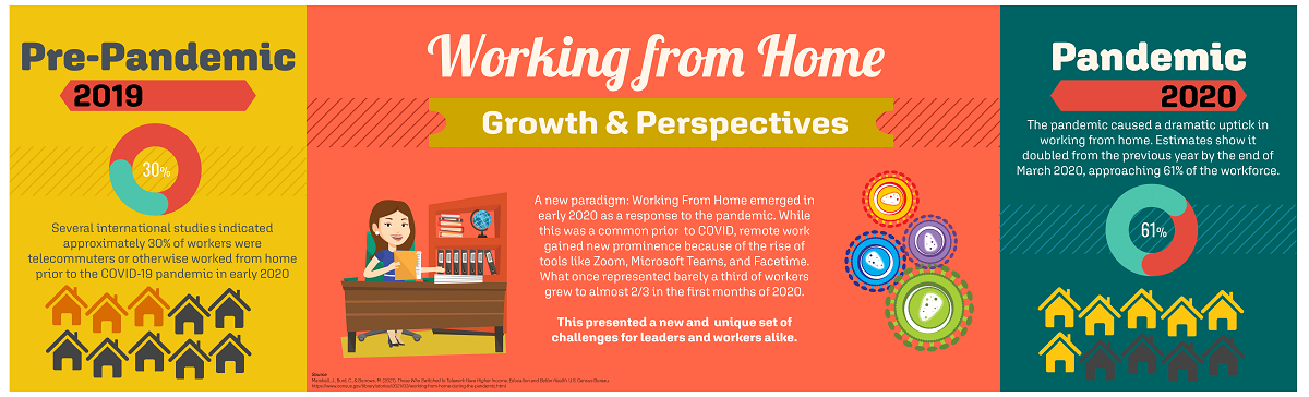 Infographic showing statistics about working from home during the COVID-19 pandemic in 2020